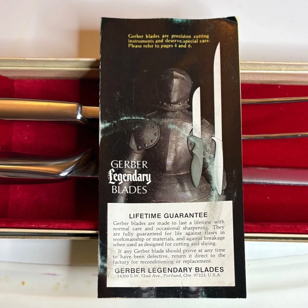 Vintage Gerber Balmung Carving Knife & Siegfried Fork Set Boxed Legendary Blades